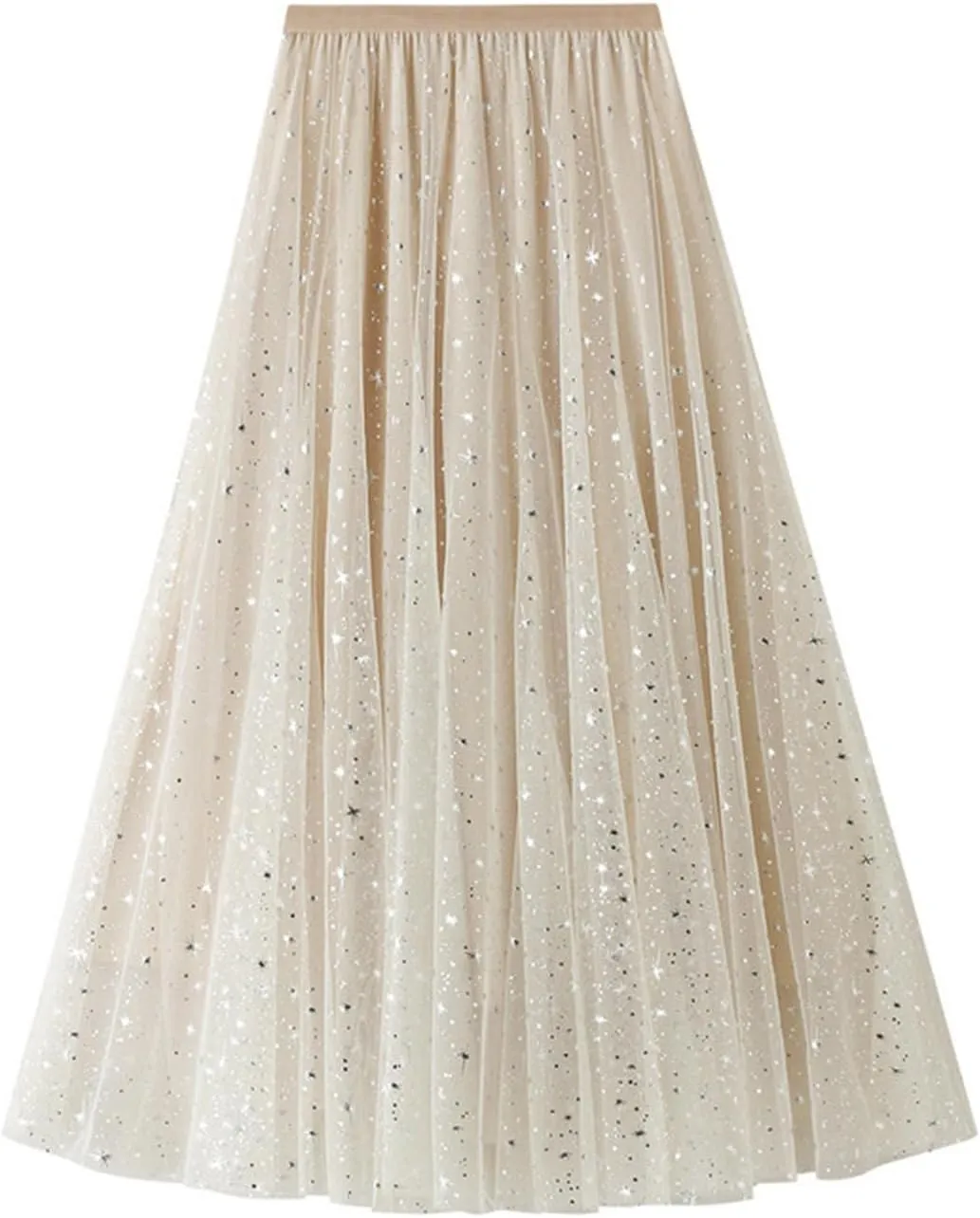 Womens Mesh Skirts High Waist Layered Tulle Skirts Pleated Midi Short Skirt Lightweight Casual Summer Beach Outfits