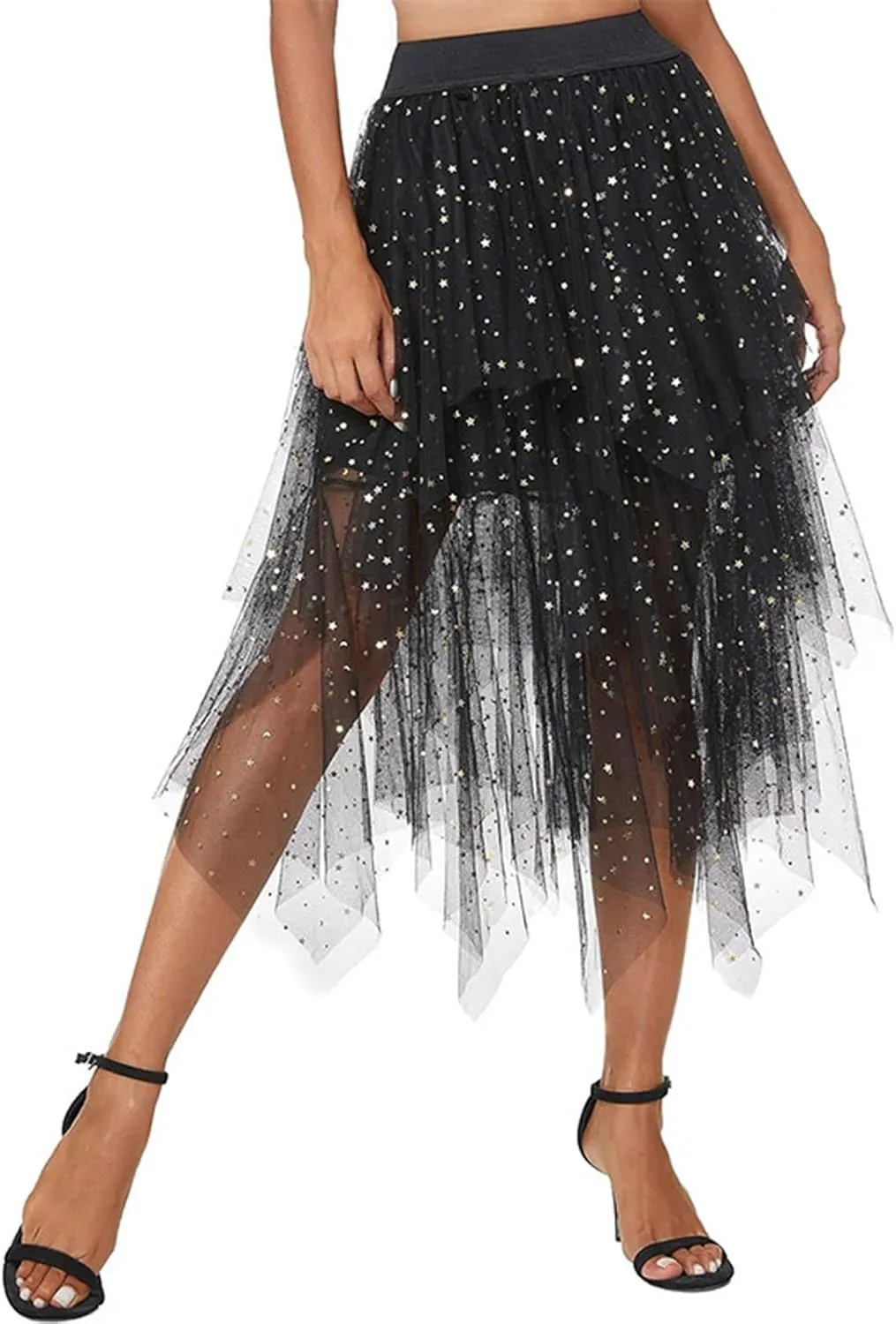 Womens Mesh Skirts High Waist Layered Tulle Skirts Pleated Midi Short Skirt Lightweight Casual Summer Beach Outfits