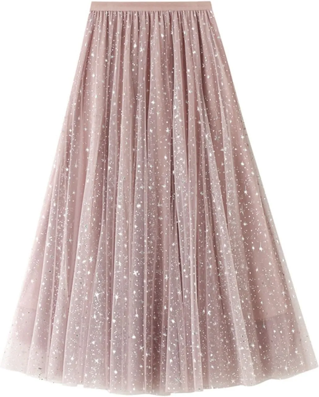 Womens Mesh Skirts High Waist Layered Tulle Skirts Pleated Midi Short Skirt Lightweight Casual Summer Beach Outfits