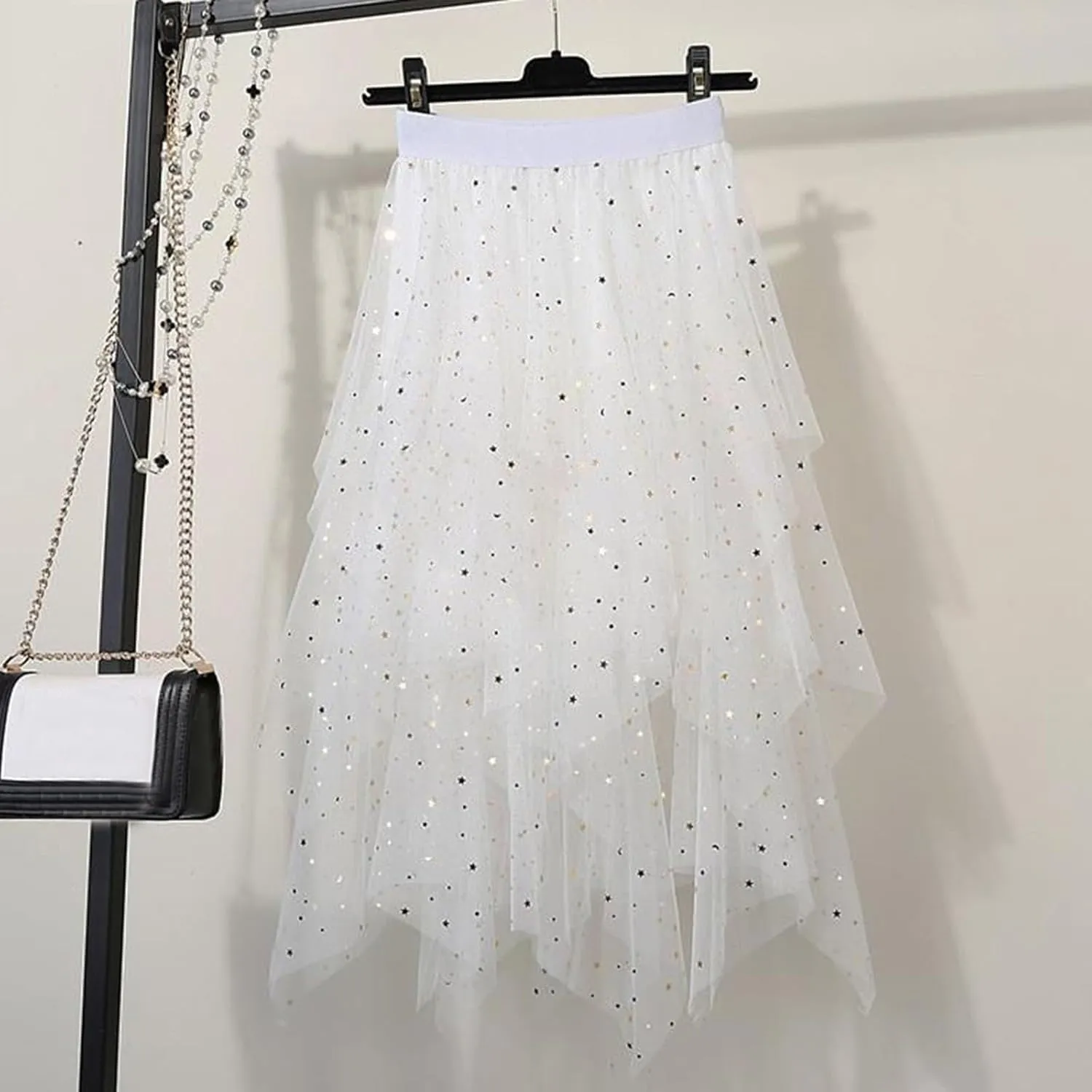 Womens Mesh Skirts High Waist Layered Tulle Skirts Pleated Midi Short Skirt Lightweight Casual Summer Beach Outfits
