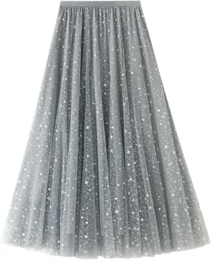 Womens Mesh Skirts High Waist Layered Tulle Skirts Pleated Midi Short Skirt Lightweight Casual Summer Beach Outfits