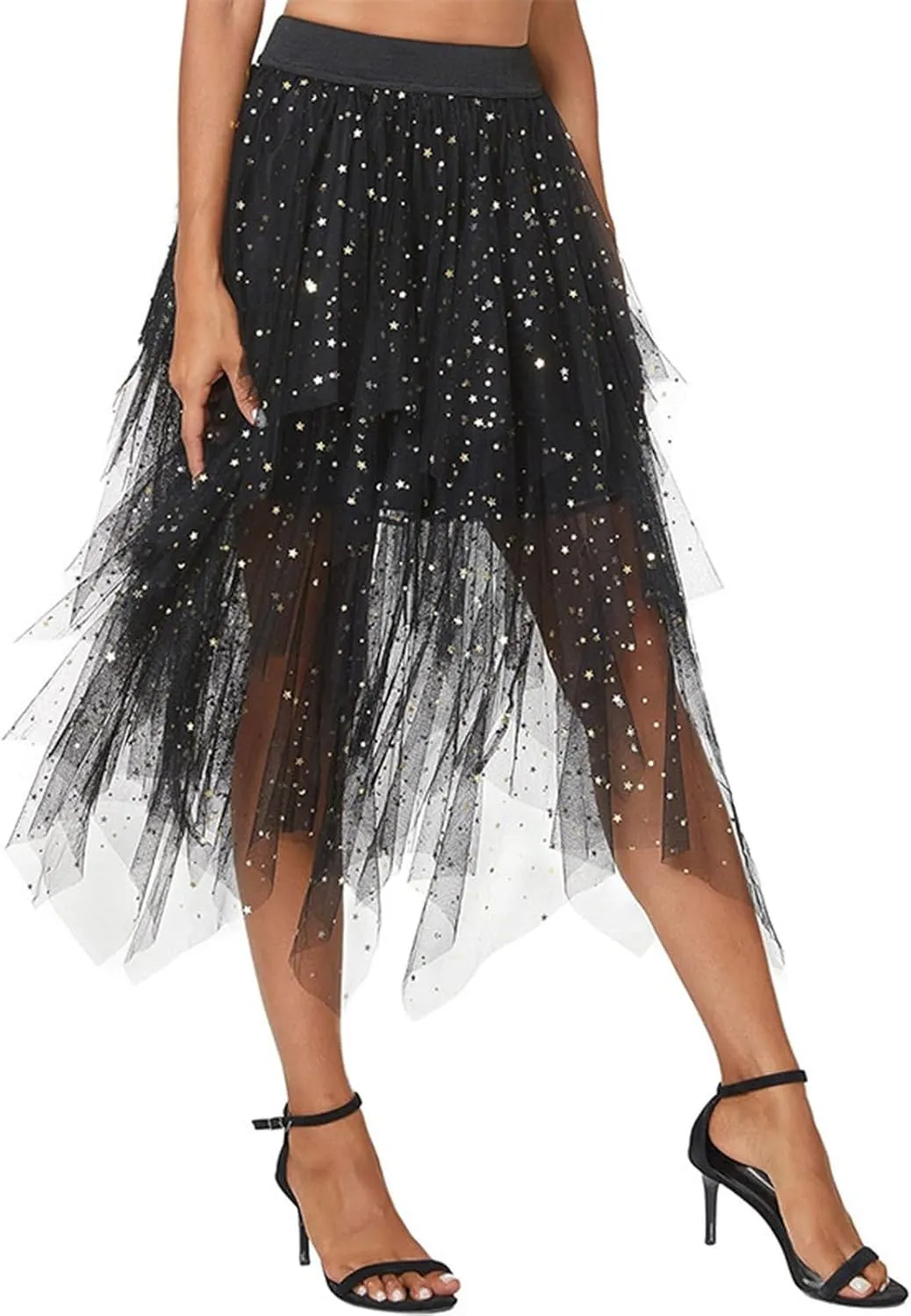 Womens Mesh Skirts High Waist Layered Tulle Skirts Pleated Midi Short Skirt Lightweight Casual Summer Beach Outfits