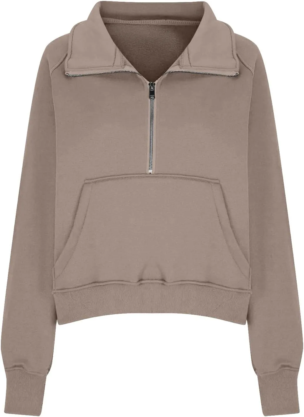 Womens Oversized Half Zip Cropped Sweatshirt 2024 Fall Fashion 1/4 Zip Pullover Preppy Thumb Hole Tops With Pocket