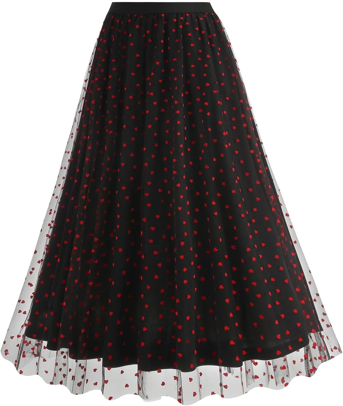 Women's Polka Dot Tulle Long Skirt, High Waisted Flowy Summer Casual Skirts Going Out Streetwear Trendy Clothes