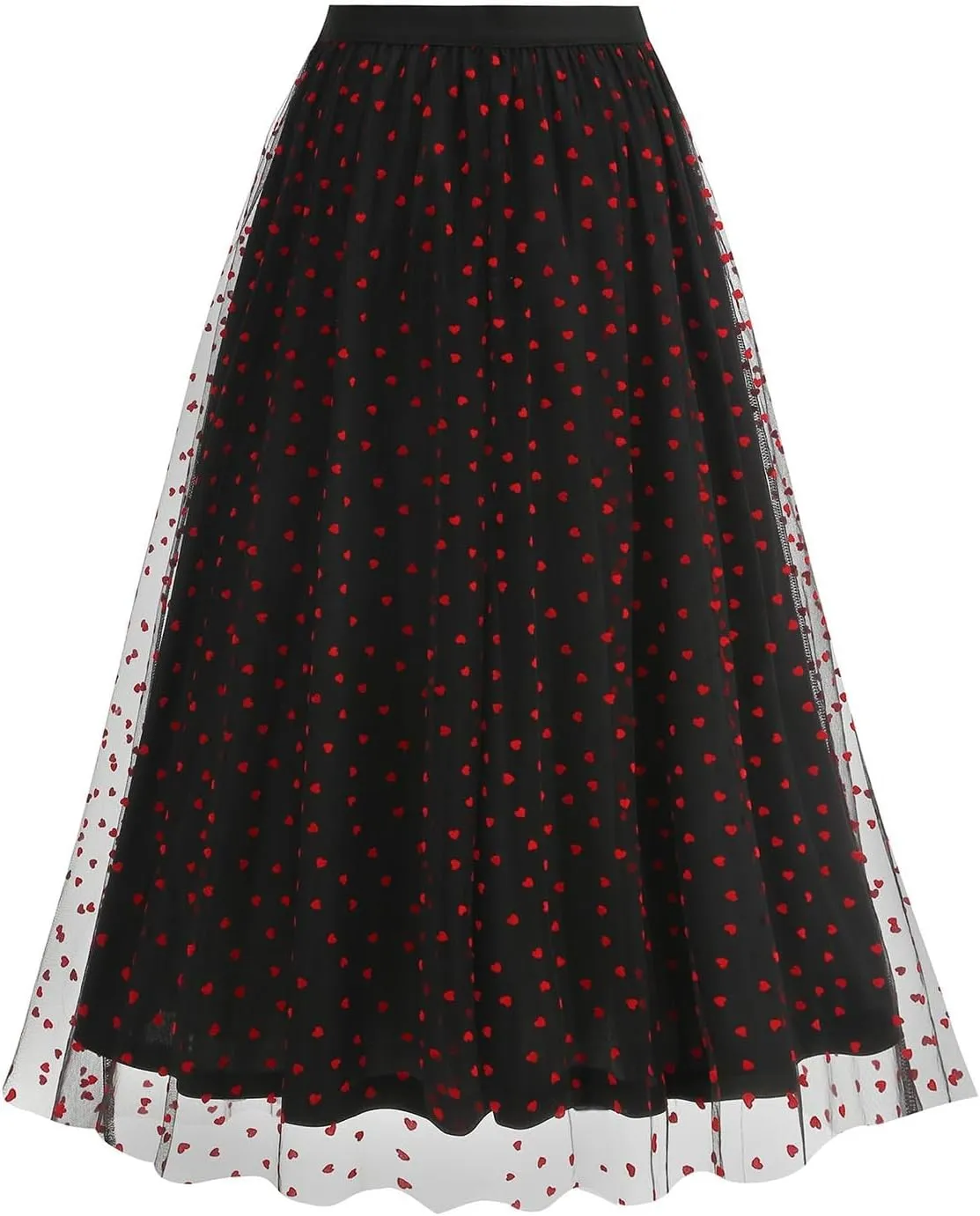 Women's Polka Dot Tulle Long Skirt, High Waisted Flowy Summer Casual Skirts Going Out Streetwear Trendy Clothes