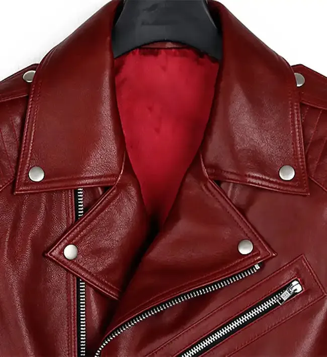 Women's Red Runway Biker Leather Jacket