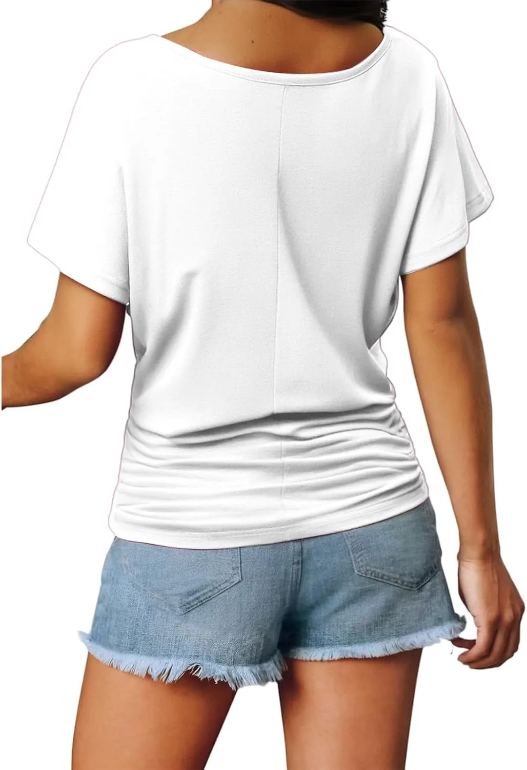 Womens Shirts Fashion Summer V Neck T Shirts Casual Short Sleeve Tops Loose Fit Tees Tops Solid Color Work Blouses