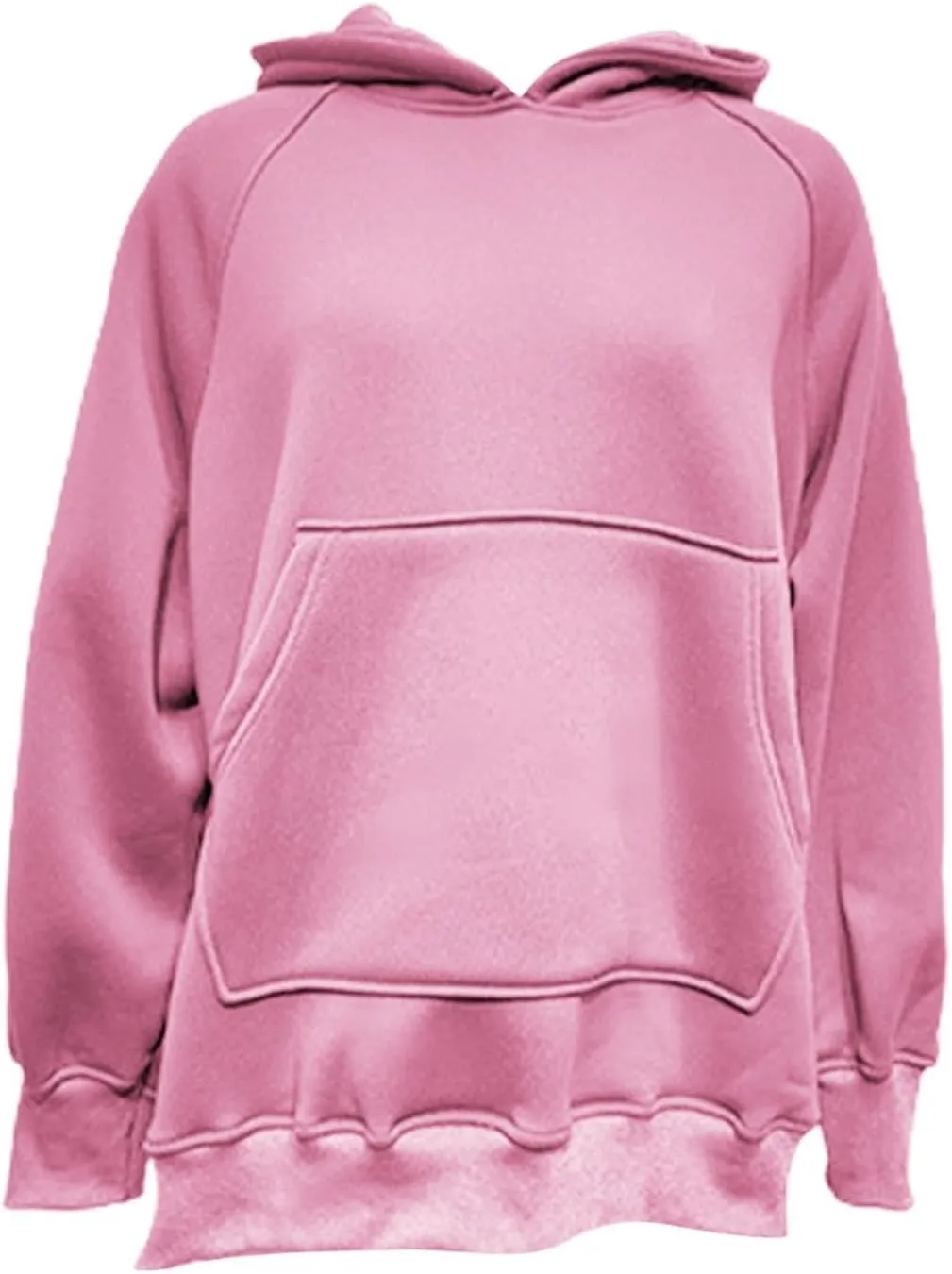 Women's Side Split Oversized Hoodies Sweatshirts Raglan Loose Fit Casual Solid Long Sleeve Pullover Tops with Kangroo Pocket