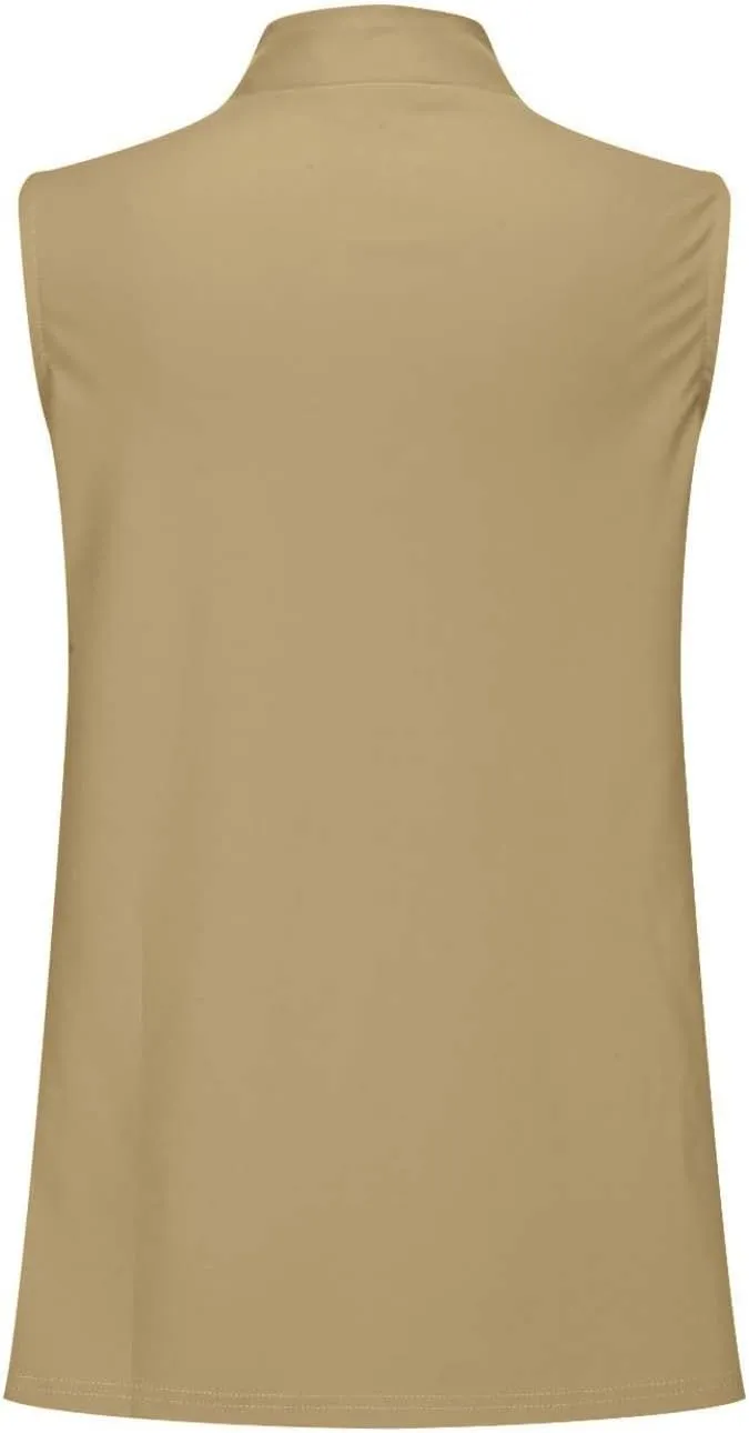 Women's Sleeveless Vest Blazer Fully Lined Spring Casual Open Front Work Office Tops Jacket Pockets
