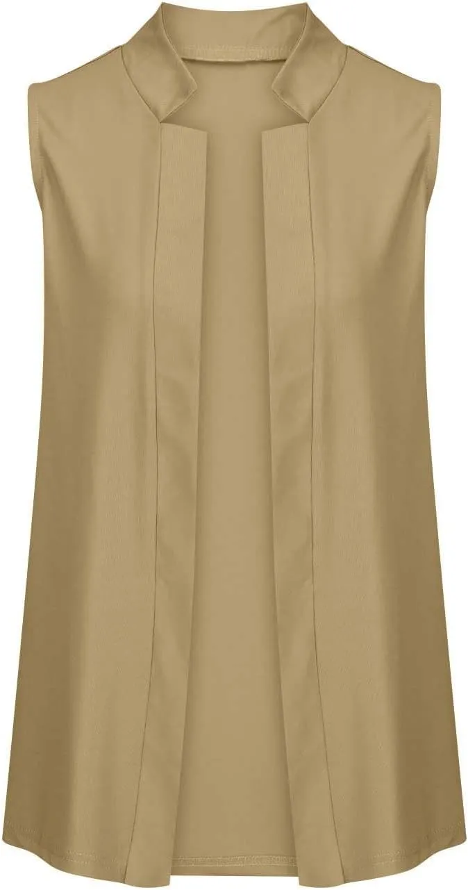Women's Sleeveless Vest Blazer Fully Lined Spring Casual Open Front Work Office Tops Jacket Pockets