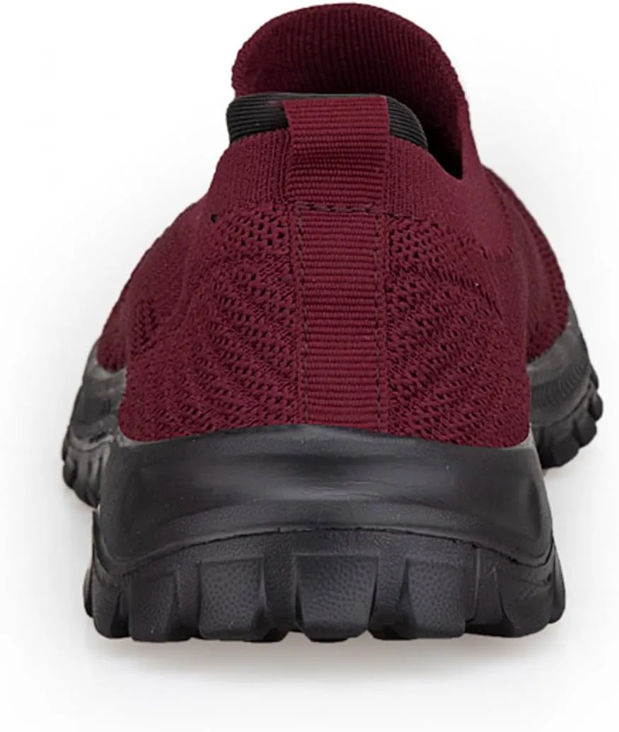 Women's Slip on Walking Shoes Comfy Knitted Non Slip Arch Support Running Shoes Breathable Gym Workout Shoes Lightweight Sneakers Indoor Outdoor