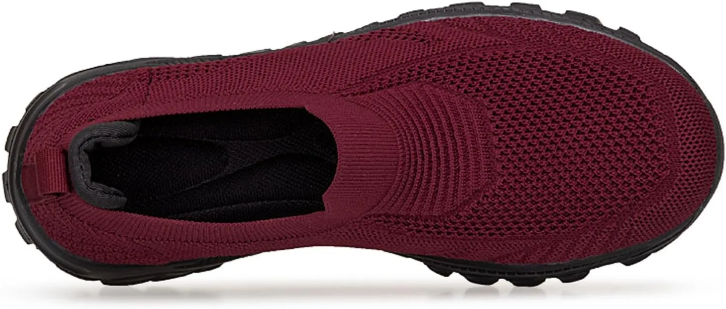 Women's Slip on Walking Shoes Comfy Knitted Non Slip Arch Support Running Shoes Breathable Gym Workout Shoes Lightweight Sneakers Indoor Outdoor