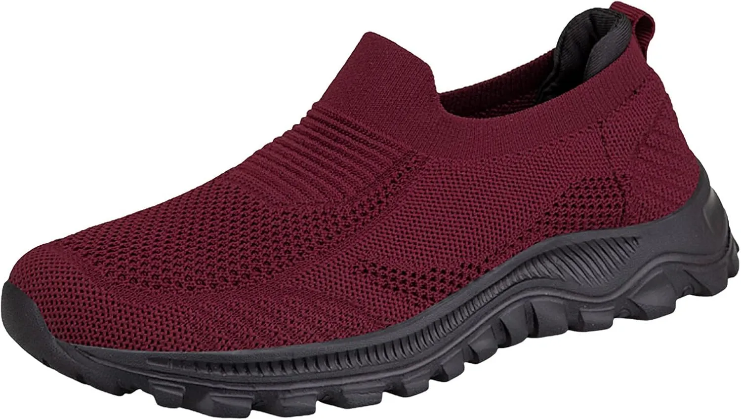 Women's Slip on Walking Shoes Comfy Knitted Non Slip Arch Support Running Shoes Breathable Gym Workout Shoes Lightweight Sneakers Indoor Outdoor