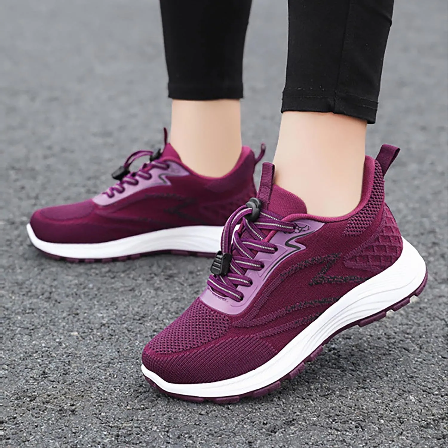 Women's Slip on Walking Shoes Comfy Knitted Non Slip Comfortable Running Shoes Breathable Mesh Sports Workout Tennis Shoes Lightweight Fashion Sneakers
