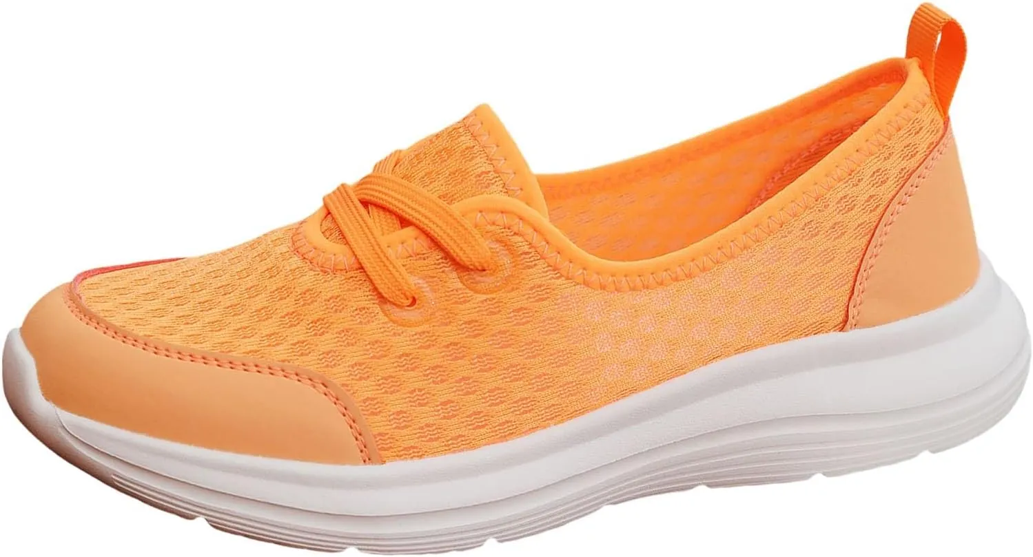 Women's Slip on Walking Shoes Dressy Knitted Non Slip Running Shoes Wide Width Breathable Mesh Gym Jogging Outdoor Shoes Fashion Lace Up Sneakers