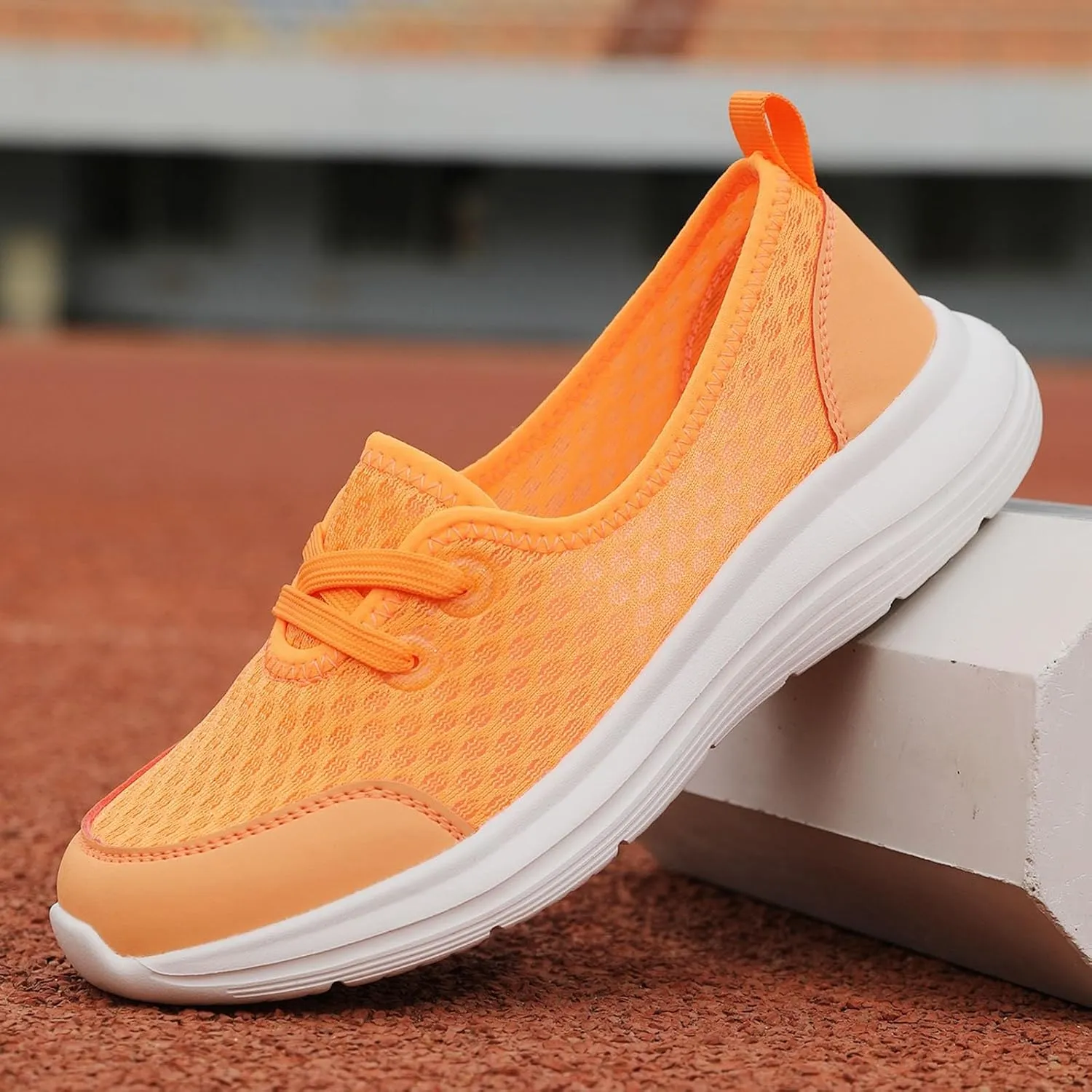 Women's Slip on Walking Shoes Dressy Knitted Non Slip Running Shoes Wide Width Breathable Mesh Gym Jogging Outdoor Shoes Fashion Lace Up Sneakers
