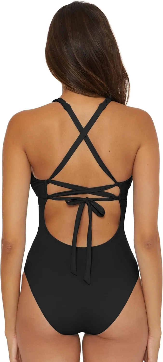 Women's Standard Lake Side Braided Maillot One Piece Swimsuit, Bathing Suits