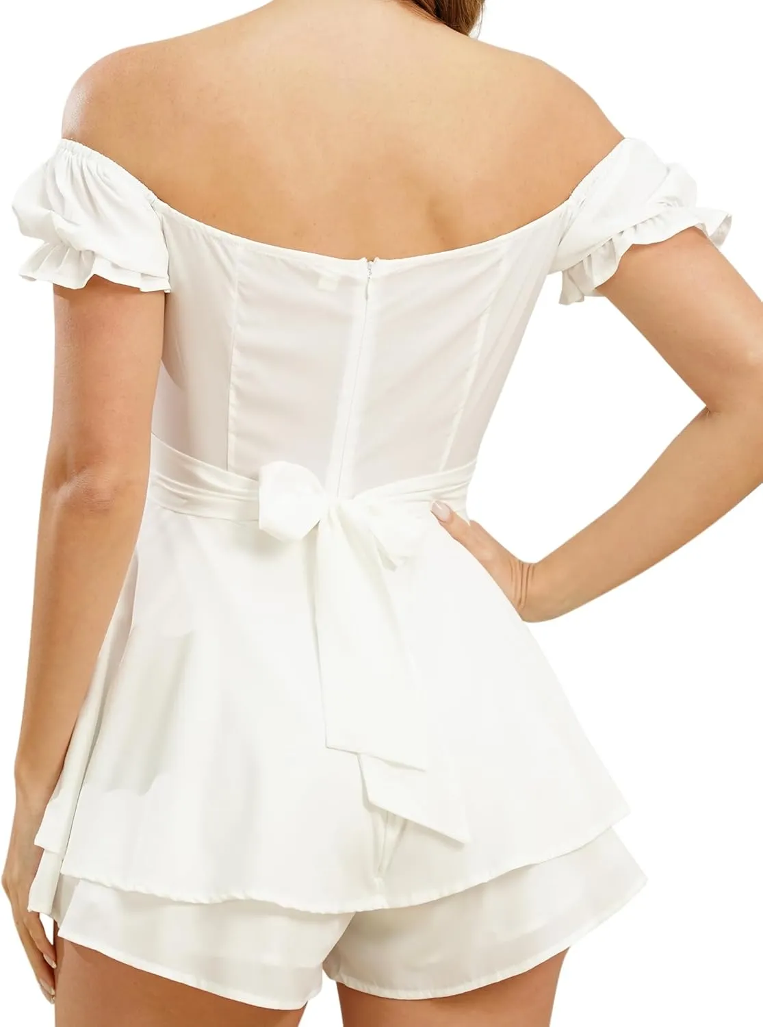Womens Summer Boho Tube Top Dress Off-Shoulder Ruffled Flowy Mini Short Dresses Cute Sexy Casual Bodycon Dress