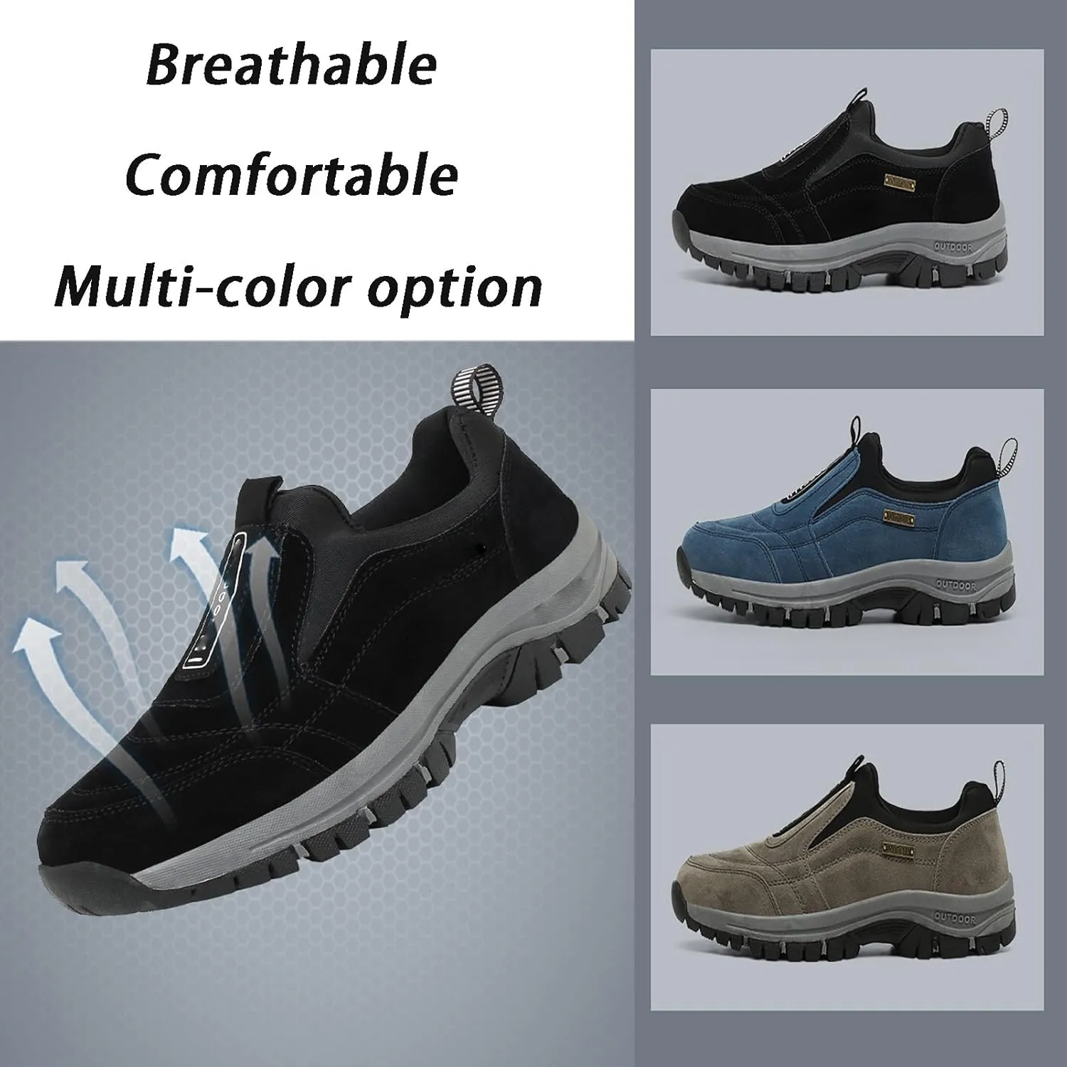 Women's Thick-Soled Suede Sneakers for Ultimate Comfort, Casual Non-Slip Slip-on Knitted Sneakers, Orthopedic Hiking Shoes Women