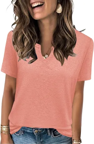 Womens Tops Short Sleeve T Shirts for Women Spring Summer Fashion Clothes Casual V Neck Blouses