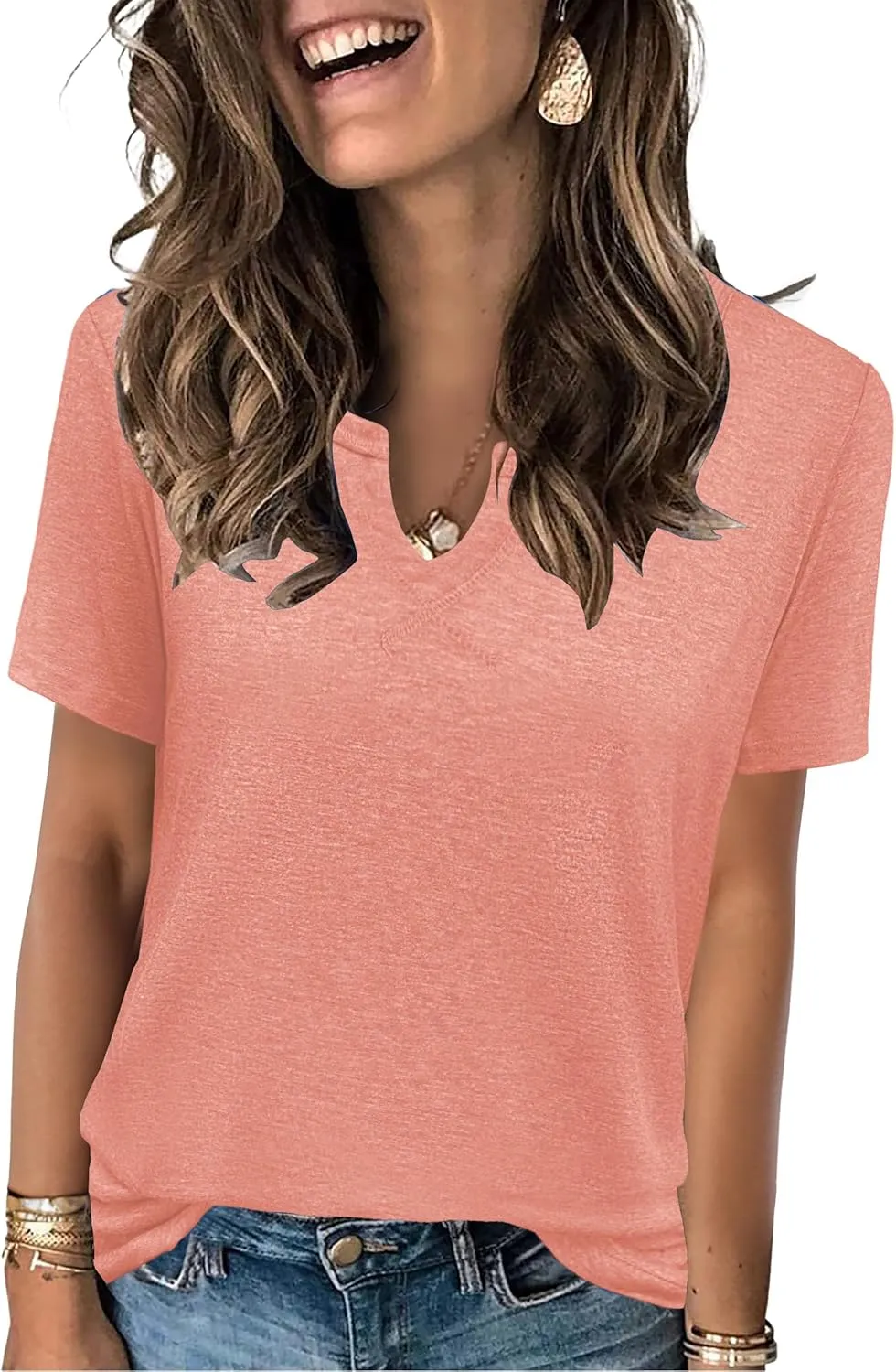 Womens Tops Short Sleeve T Shirts for Women Spring Summer Fashion Clothes Casual V Neck Blouses