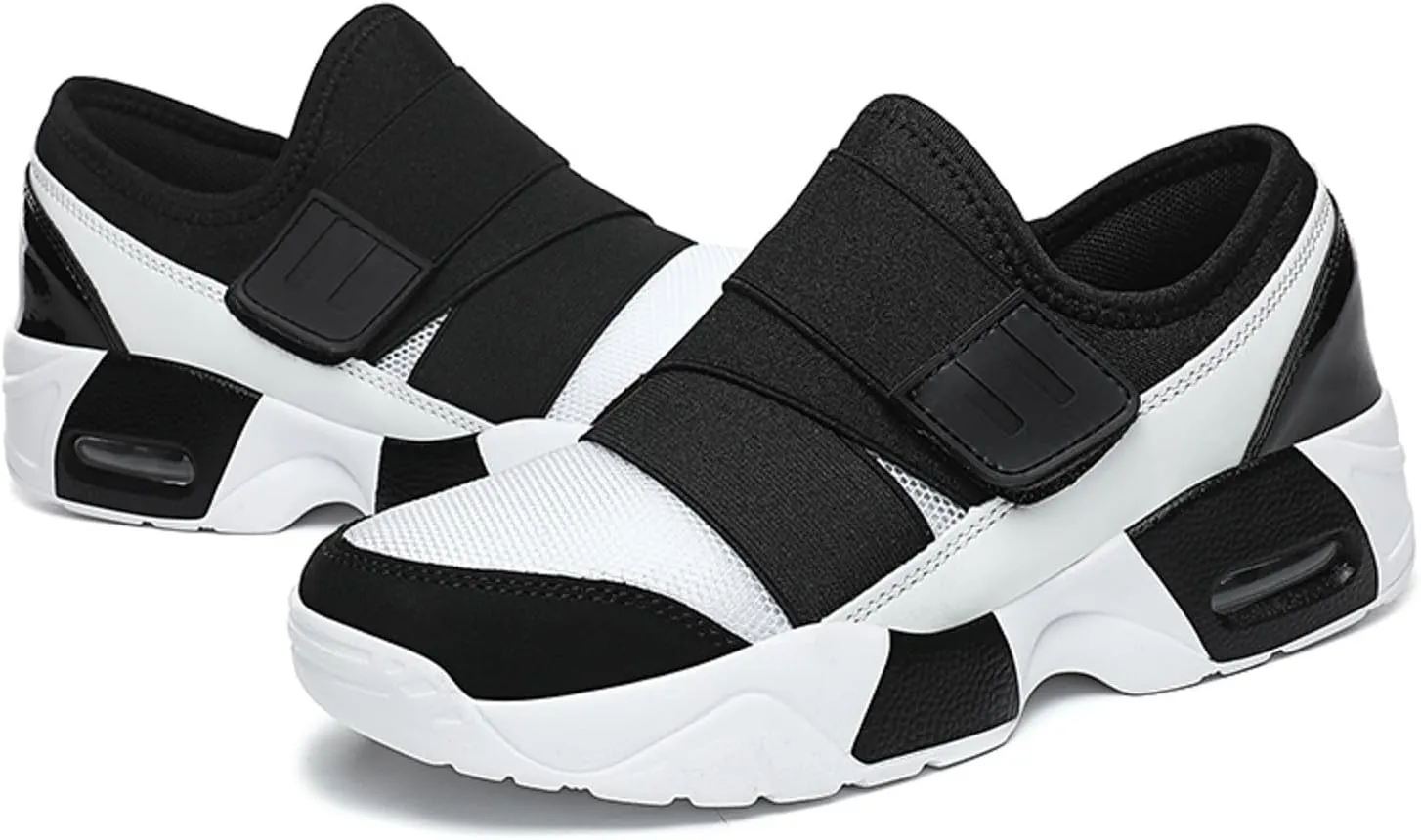 Womens Walking Shoes Slip on Comfy Knitted Non Slip Vintage Wide Running Shoes Breathable Mesh Sports Workout Tennis Shoes Fashion Lace Up Sneakers