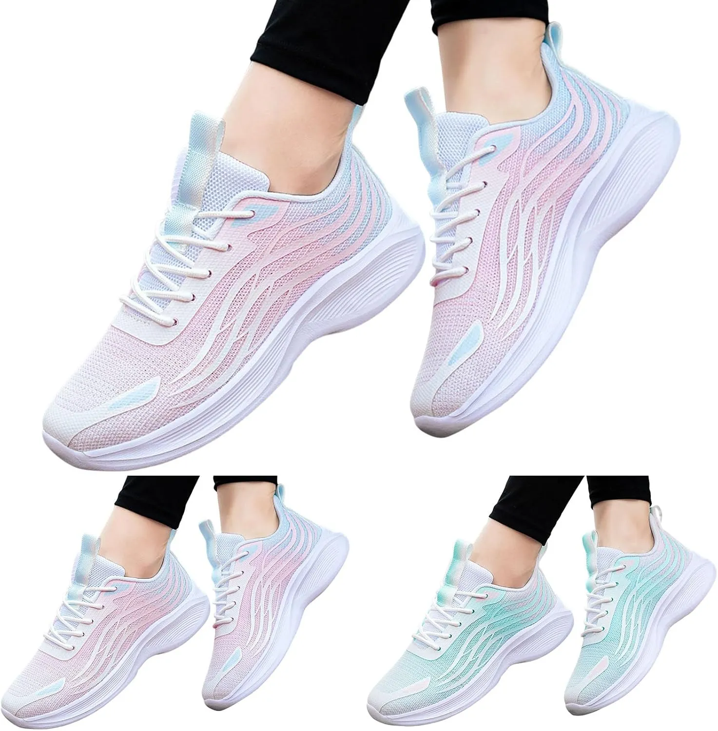 Womens Walking Shoes Slip on Dressy Knitted Non Slip Arch Support Running Shoes Breathable Gym Workout Shoes Lightweight Fashion Sneakers
