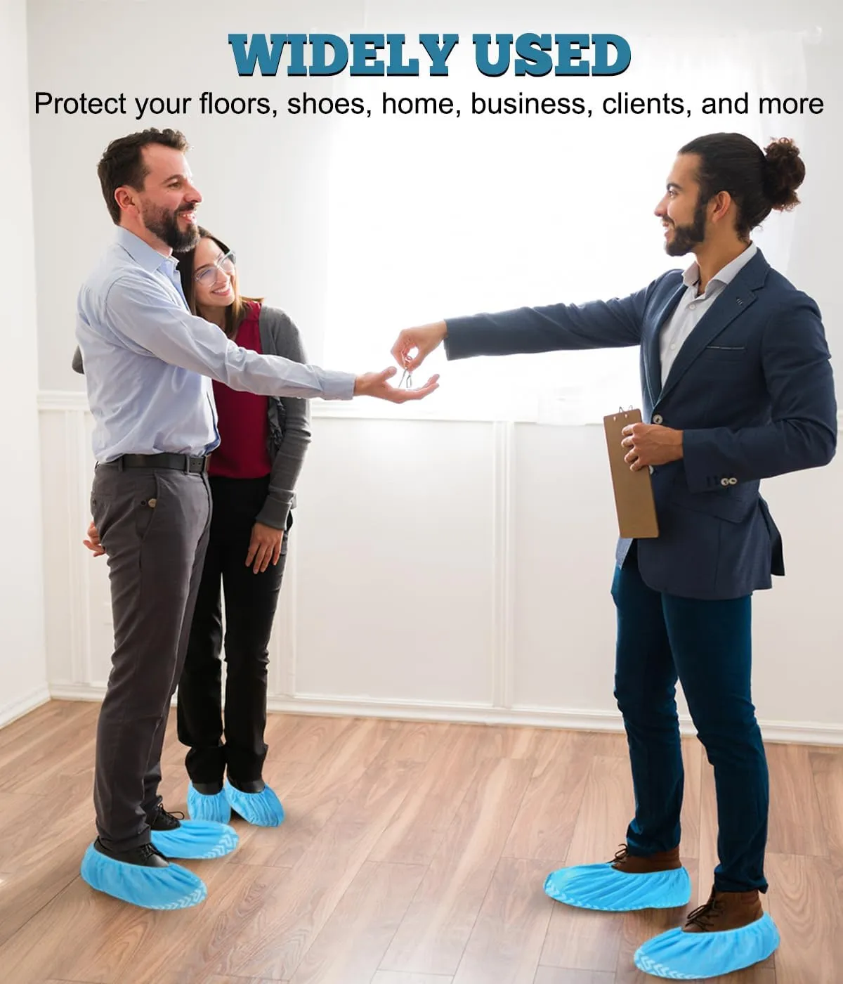 X-Large 200 Pack Breathable Shoe Covers Disposable for Indoors - Reusable Non-Slip Blue Booties, Fits Up to Mens Size 13, Ideal for Home, Office & Travel, Doubles as Travel Shoe Bags