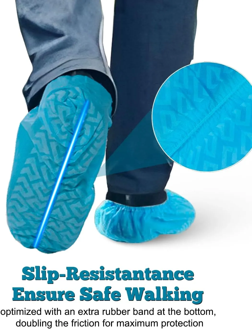 X-Large 200 Pack Breathable Shoe Covers Disposable for Indoors - Reusable Non-Slip Blue Booties, Fits Up to Mens Size 13, Ideal for Home, Office & Travel, Doubles as Travel Shoe Bags