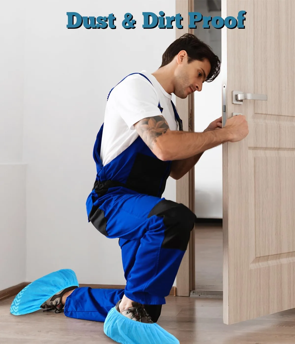 X-Large 200 Pack Breathable Shoe Covers Disposable for Indoors - Reusable Non-Slip Blue Booties, Fits Up to Mens Size 13, Ideal for Home, Office & Travel, Doubles as Travel Shoe Bags