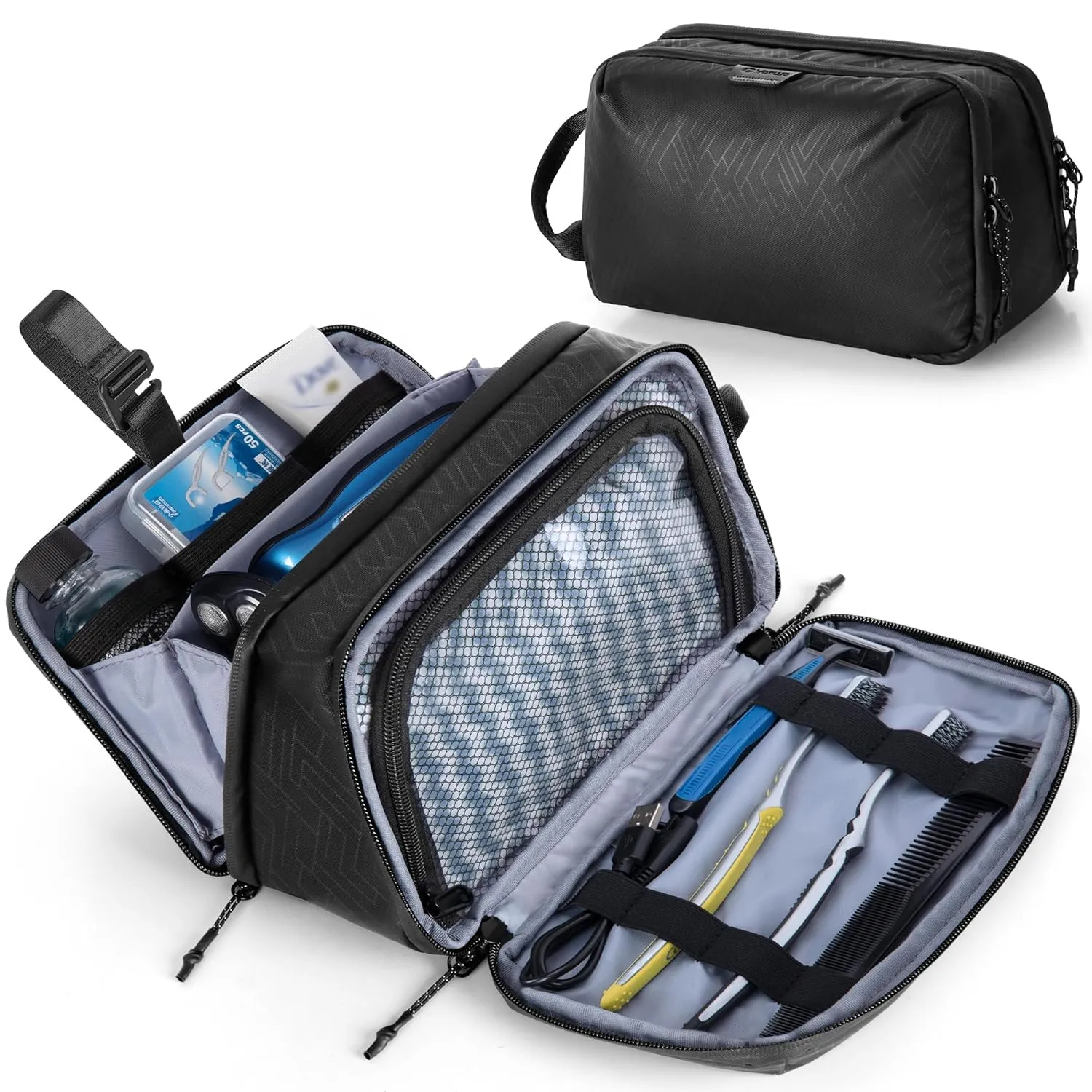 YARWO Travel Toiletry Bag for Men and Women, Hanging Dopp Kit Shaving Storage Case, Water-resistant Toiletry Organizer Hygiene Bag for Toiletries, Skincare, Razor, Makeup, Cosmetics, Shower Essentials